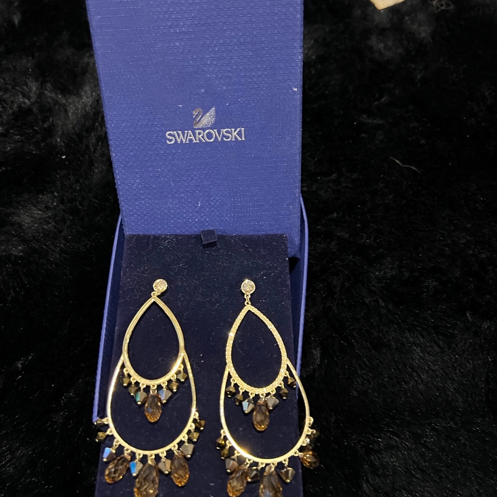 Gold Swarovski chandelier earrings